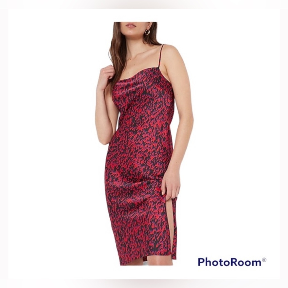 NWT Express Abstract Print Satin Cowl Neck Midi‎ Slip Dress small